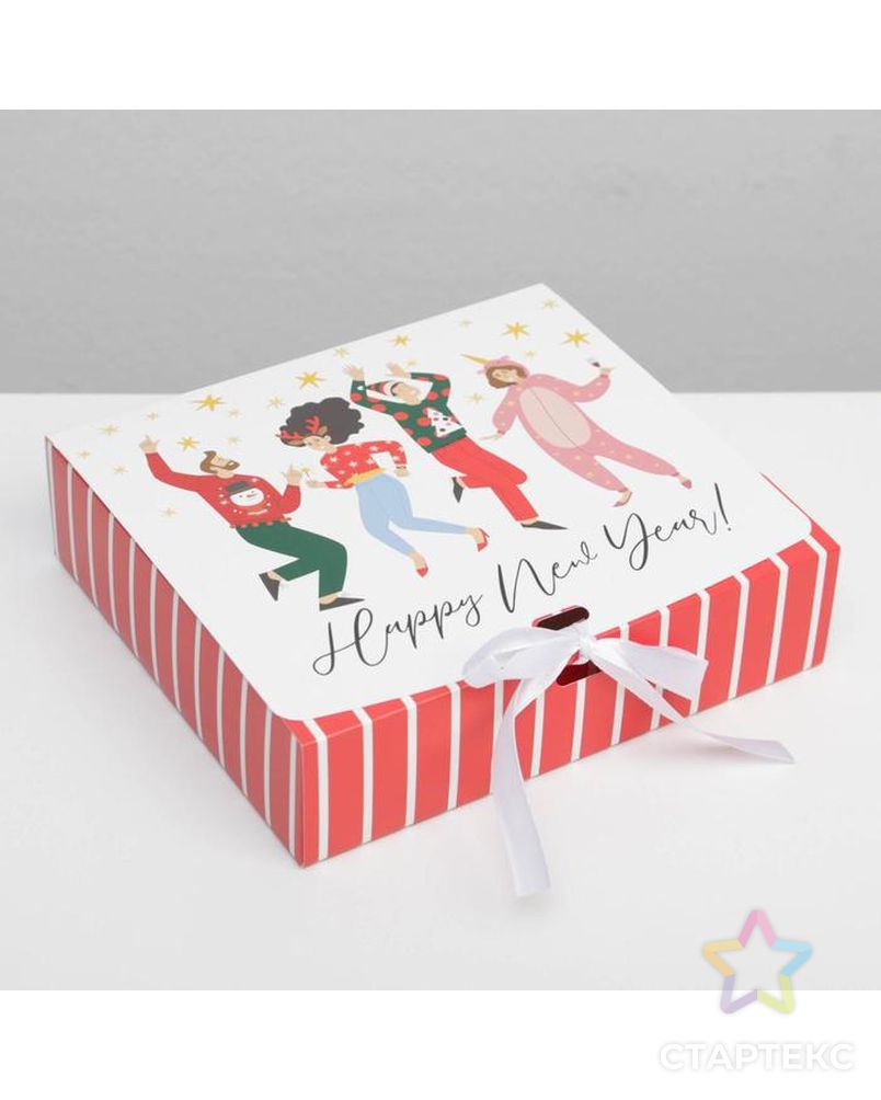 Складная коробка подарочная «Happy NY», 20 × 18 × 5 см арт. СМЛ-163946-1-СМЛ0006971616 1