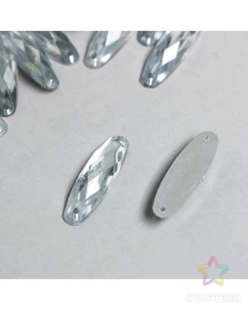Декор для творчества пластик "Стразы овал. Серебро" набор 50 шт 0,8х2,8 см арт. СМЛ-210372-1-СМЛ0006972988 2
