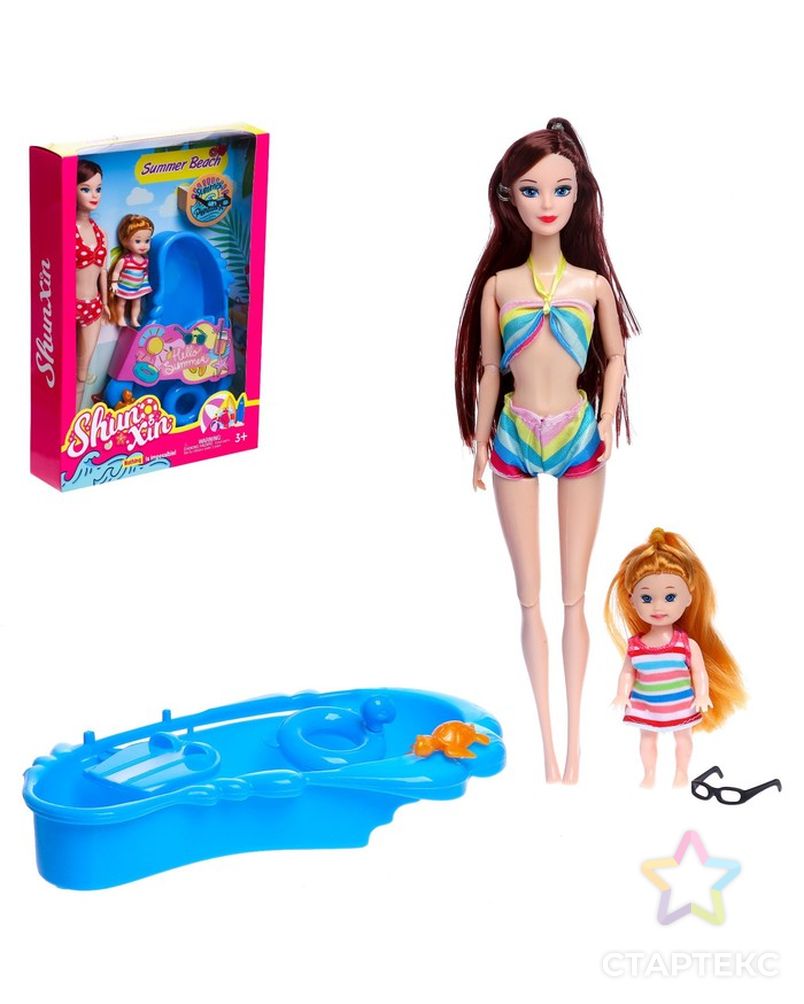Кукла модель шарнирная "Синтия на отдыхе" с малышкой и аксессуарами, МИКС арт. СМЛ-199520-1-СМЛ0006974552 1