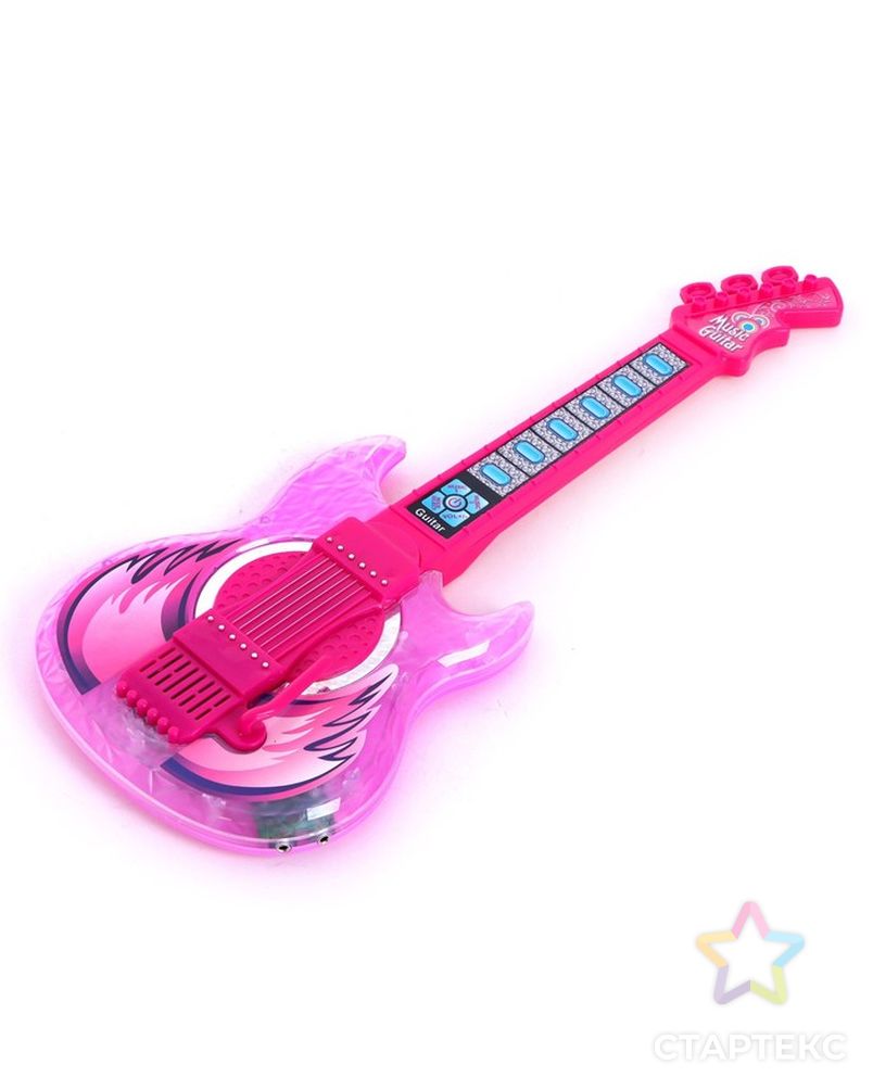 Игрушка музыкальная гитара «Играй и пой», с микрофоном, звуковые эффекты, цвет розовый арт. СМЛ-191044-1-СМЛ0006980906 2
