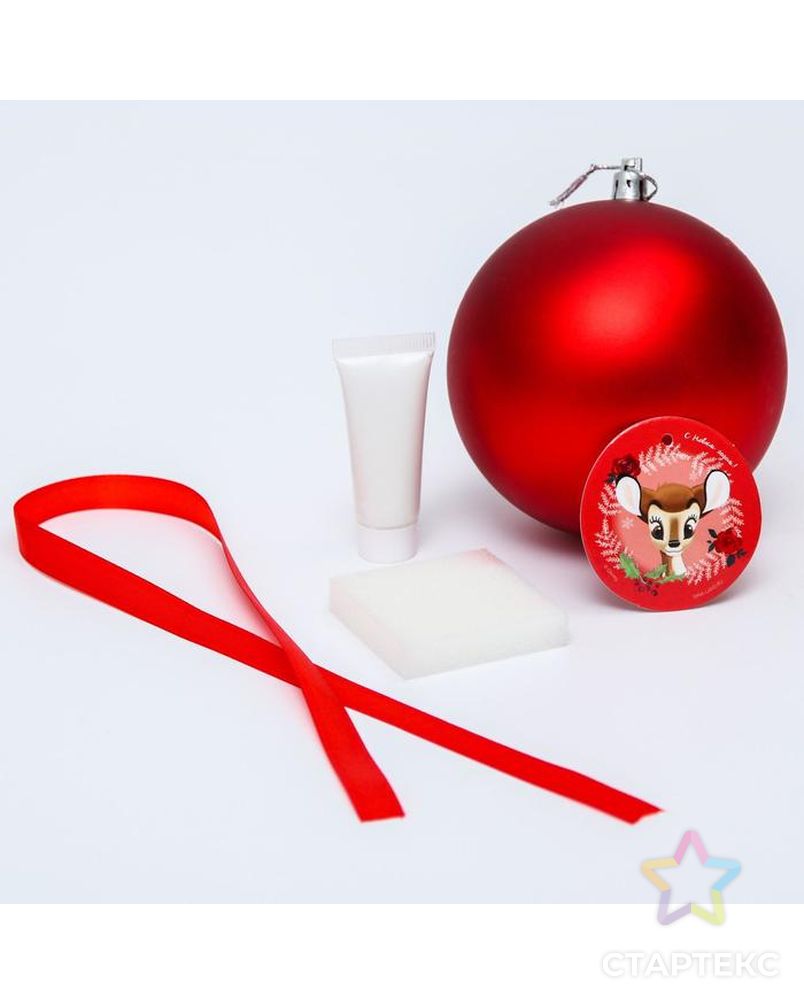 Набор для творчества: новогодний шар с оптечатком ручки Бемби, красный арт. СМЛ-184650-1-СМЛ0006998152 2
