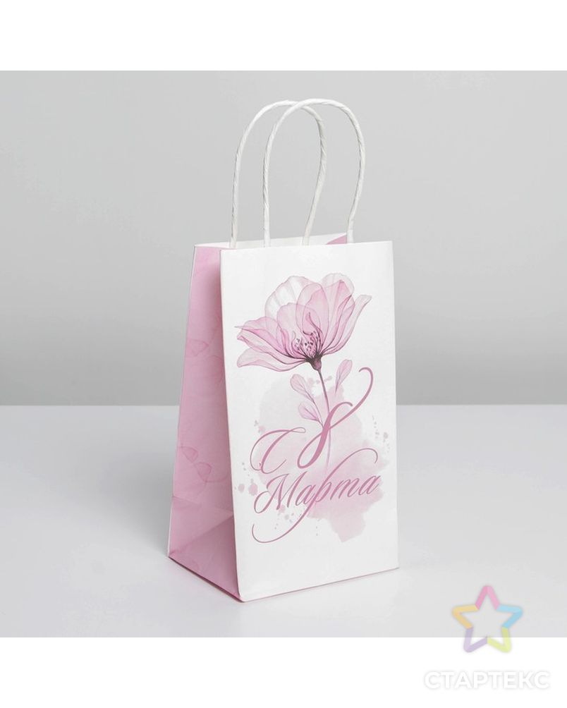 Пакет подарочный крафтовый «Цветок», 12 × 21 × 9 см арт. СМЛ-203129-1-СМЛ0007000561 1