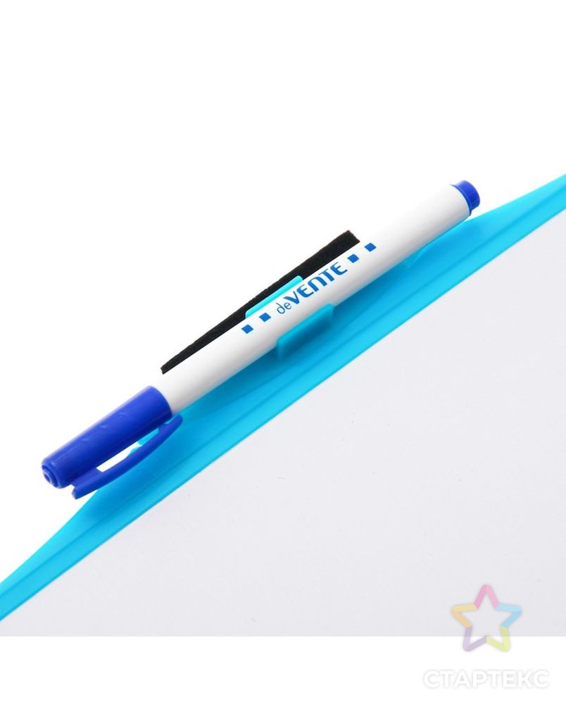 Доска маркерная A4 двусторонняя: без рисунка/клетка + маркер, голубая арт. СМЛ-195966-1-СМЛ0007002969 2