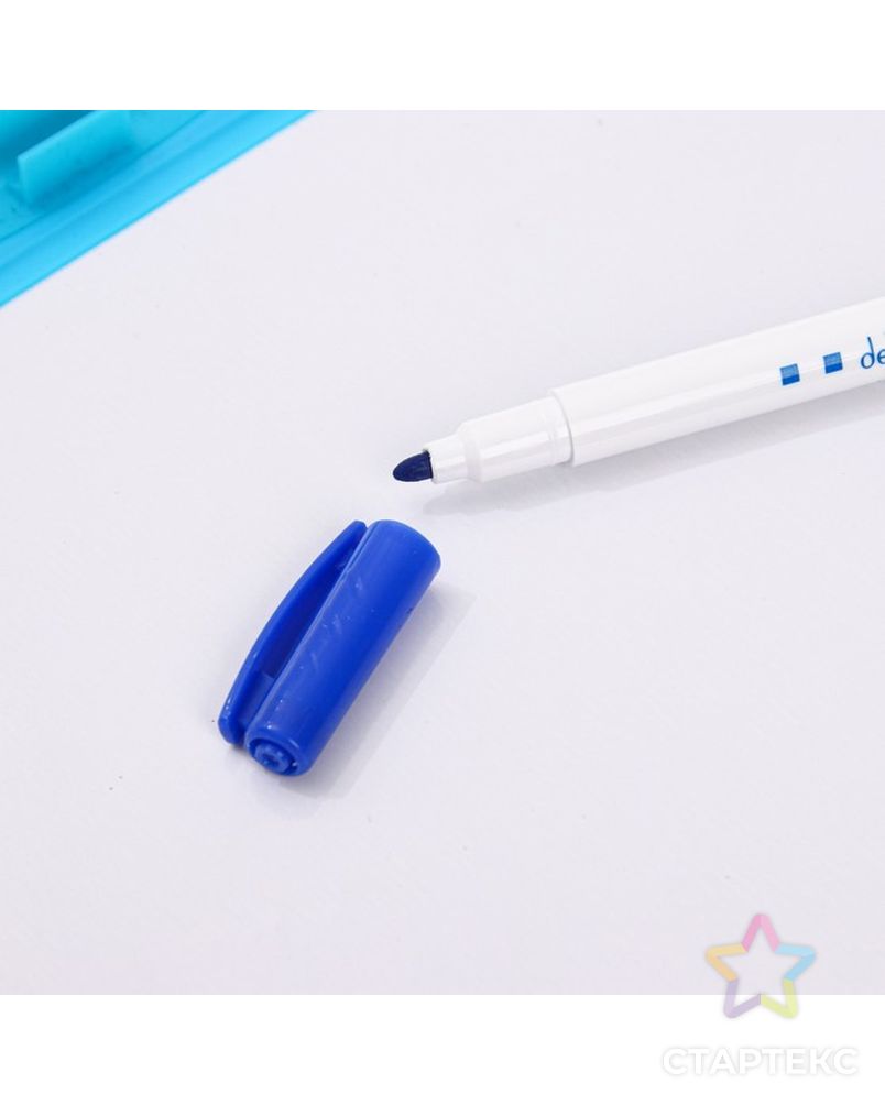 Доска маркерная A4 двусторонняя: без рисунка/клетка + маркер, голубая арт. СМЛ-195966-1-СМЛ0007002969 4