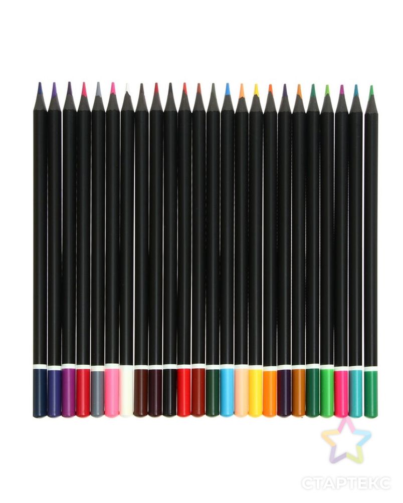 Карандаши цветные пластиковые, 24 цвета, deVENTE Juicy Black, трёхгранные, 2М, d-3мм, тонированные в чёрный цвет арт. СМЛ-223560-1-СМЛ0007003017 3