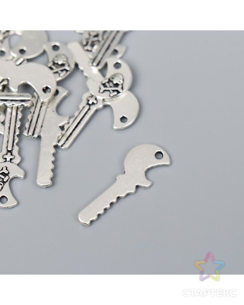 Декор для творчества металл "Ключ Череп с костями" серебро 2537M007 набор 24 шт 2,5х0,9 см арт. СМЛ-201432-1-СМЛ0007006203 2