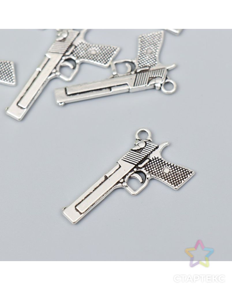 Декор для творчества металл "Пистолет" серебро G335B670 2х3,5 см арт. СМЛ-201506-1-СМЛ0007006295 1
