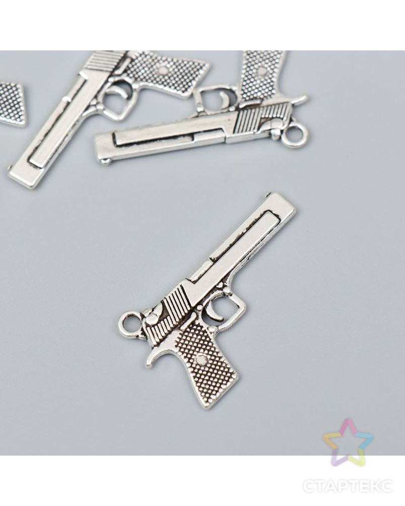 Декор для творчества металл "Пистолет" серебро G335B670 2х3,5 см арт. СМЛ-201506-1-СМЛ0007006295 2
