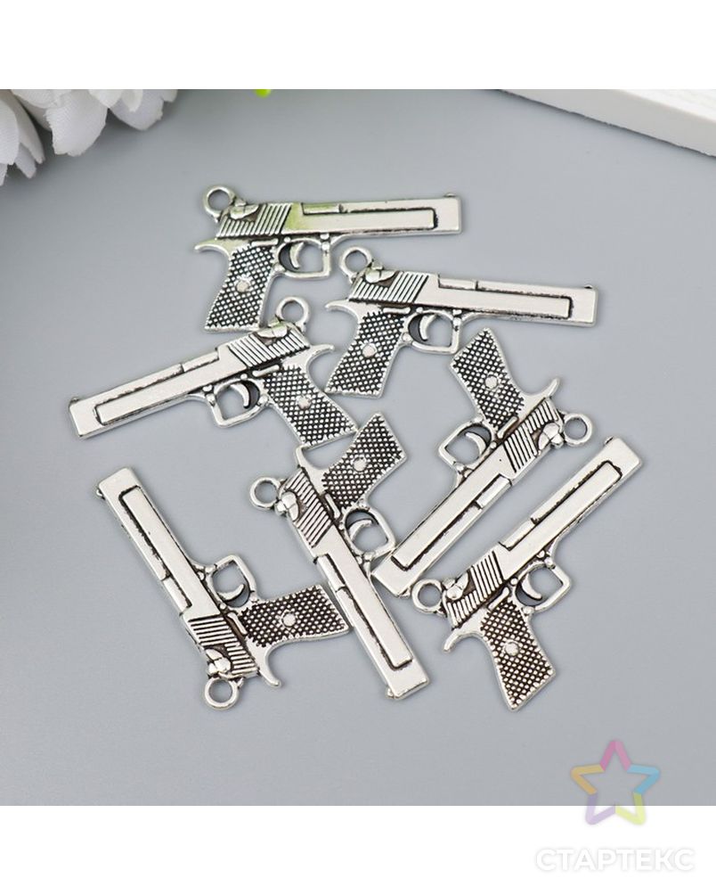 Декор для творчества металл "Пистолет" серебро G335B670 2х3,5 см арт. СМЛ-201506-1-СМЛ0007006295 3