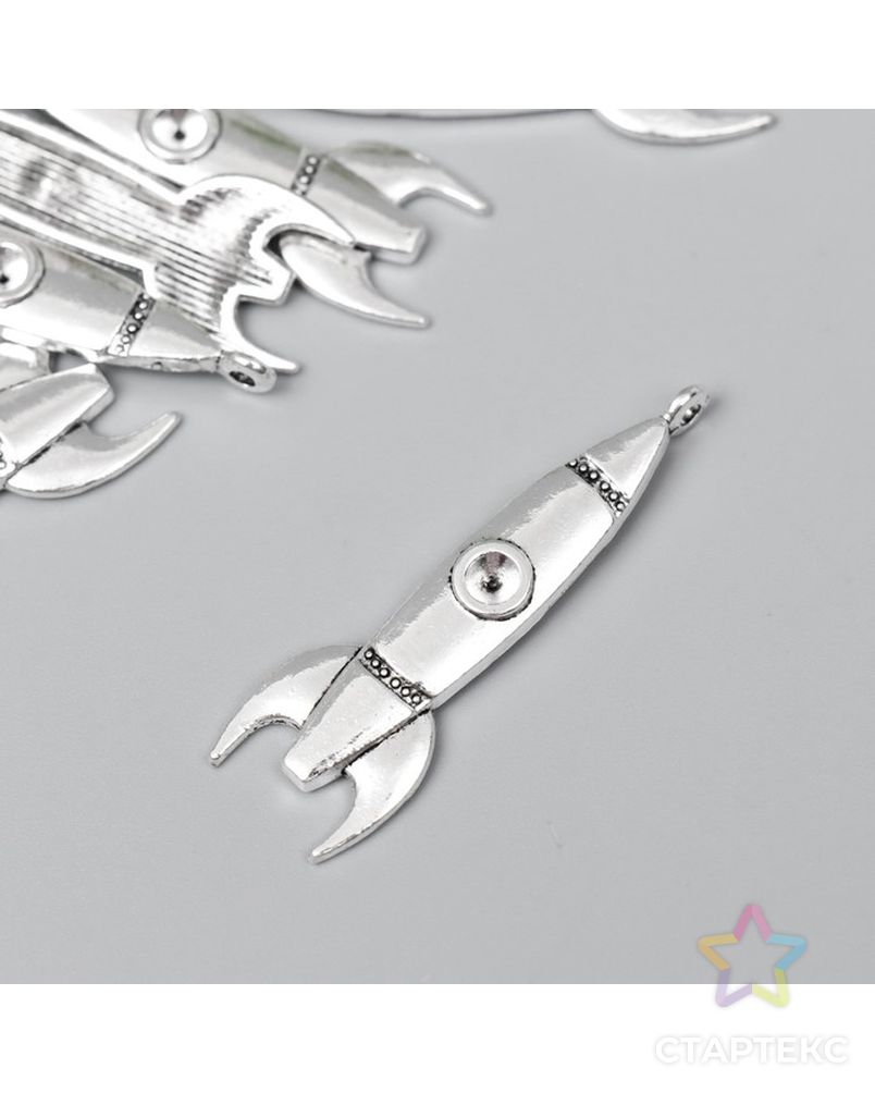 Декор для творчества металл "Ракета" серебро G375B554 5х1,5 см арт. СМЛ-201544-1-СМЛ0007006357 1