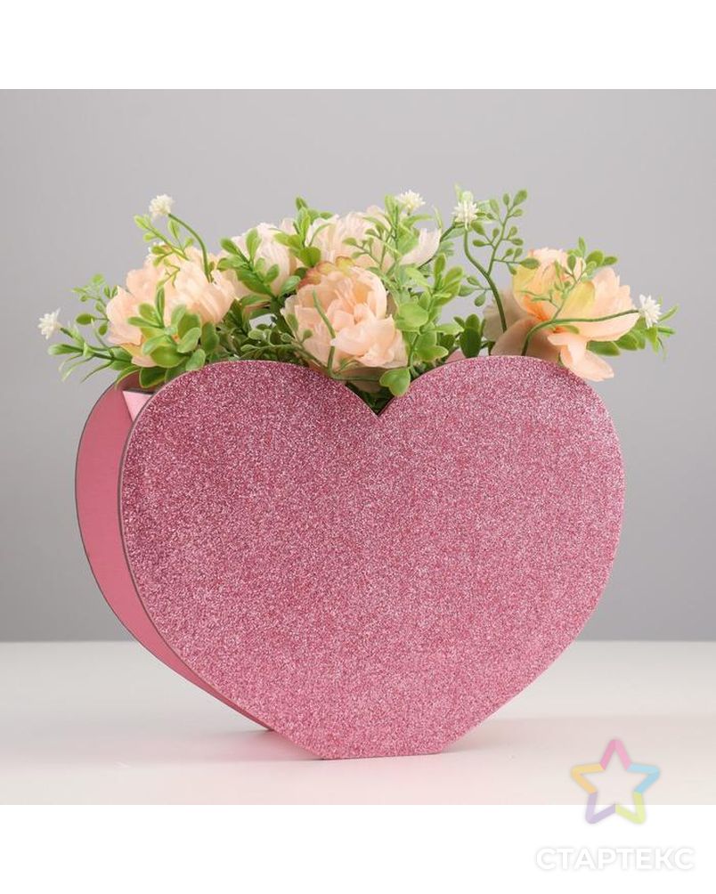 Кашпо деревянное "Сердце", блестящее, розовое, 22,3х9,1х17 см арт. СМЛ-157268-1-СМЛ0007007979 1