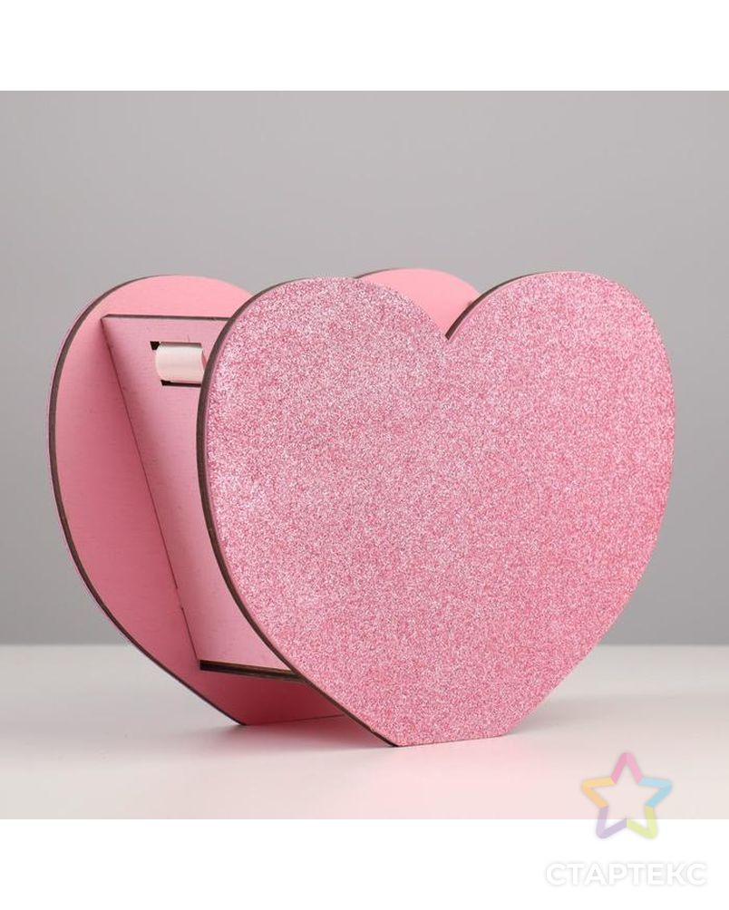 Кашпо деревянное "Сердце", блестящее, розовое, 22,3х9,1х17 см арт. СМЛ-157268-1-СМЛ0007007979 3