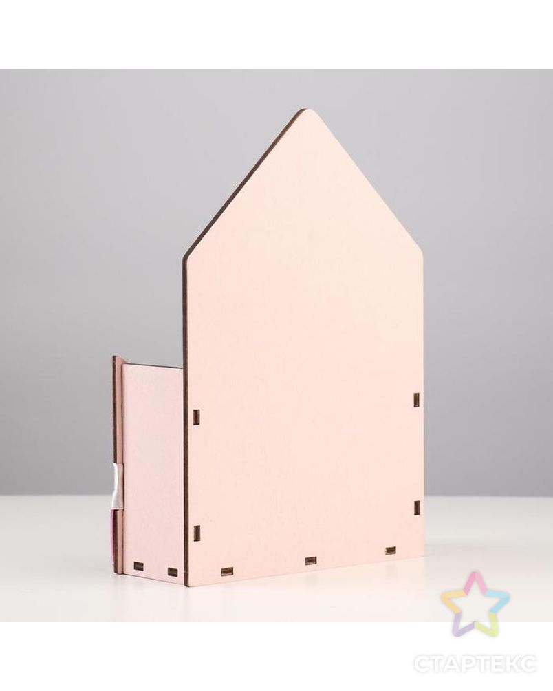 Кашпо деревянное "Конверт" с аппликацией, пудрово-розовое, 17х6,5х25,5 см арт. СМЛ-157270-1-СМЛ0007007981 3