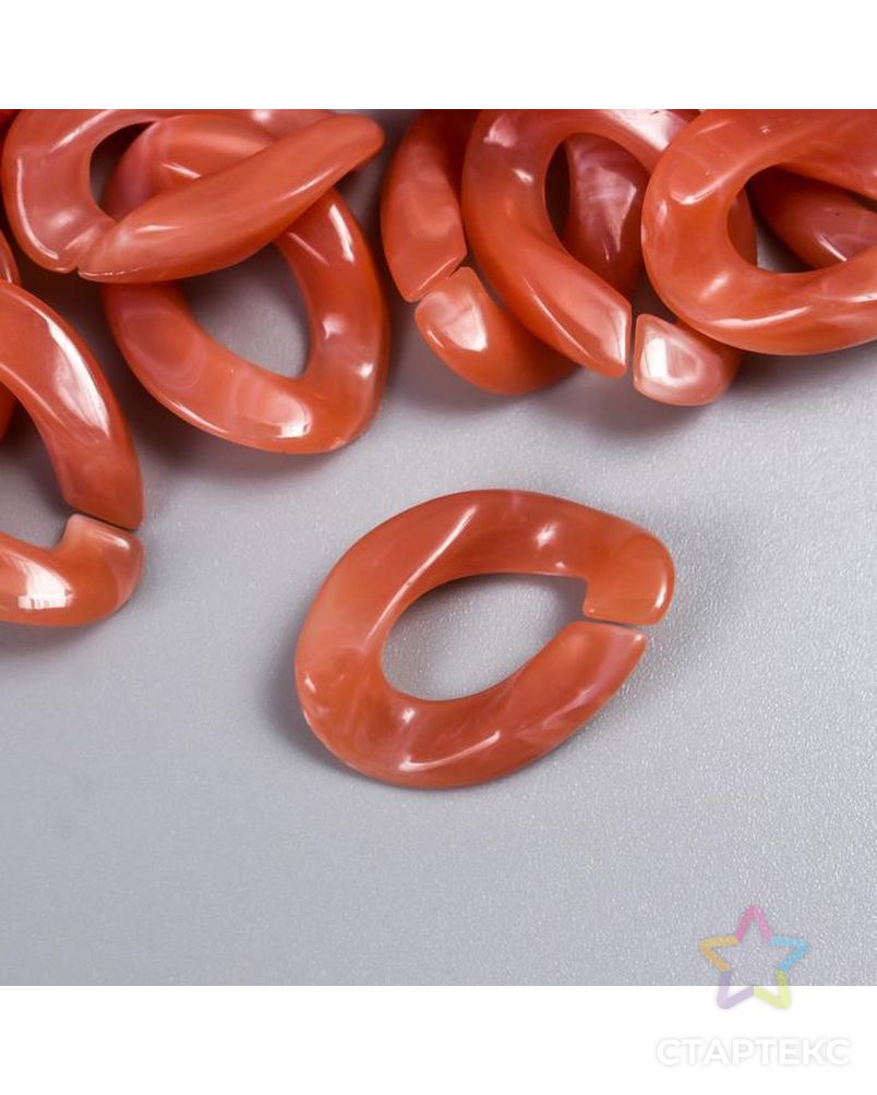 Декор для творчества пластик "Кольцо для цепочки" мрамор розовый набор 25 шт 2,3х16,5 см арт. СМЛ-172464-1-СМЛ0007022508 1