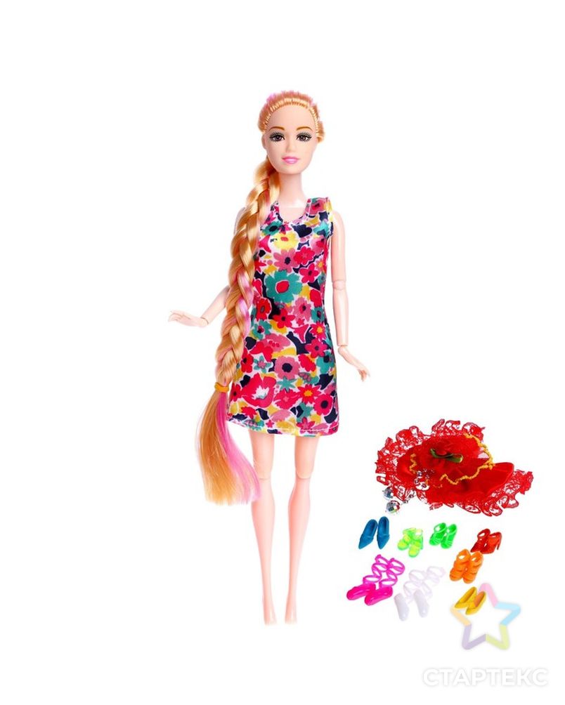 Кукла модель шарнирная "Тина" в платье, с аксессуарами, МИКС арт. СМЛ-199531-1-СМЛ0007023872