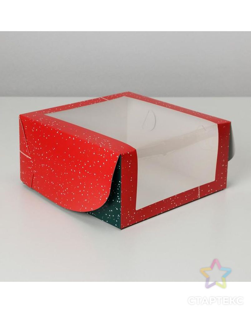 Коробка для торта с окном «Новогодняя посылка» 23 х 23 х 11 см арт. СМЛ-162561-1-СМЛ0007024180 5