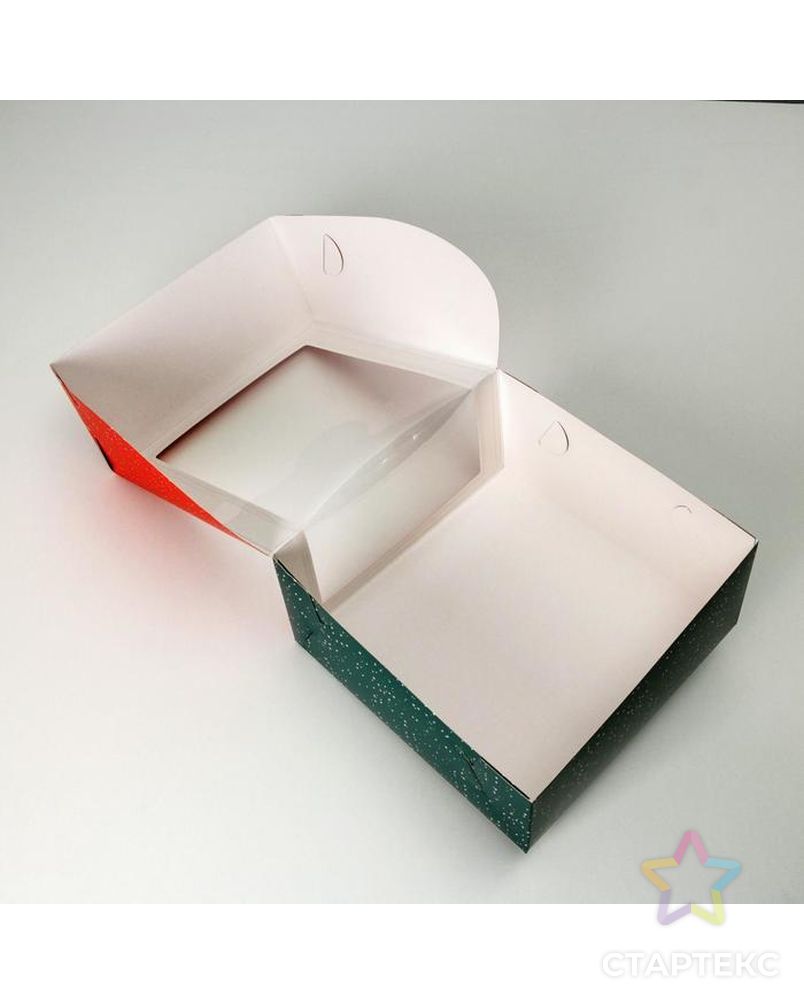 Коробка для торта с окном «Новогодняя посылка» 23 х 23 х 11 см арт. СМЛ-162561-1-СМЛ0007024180 6
