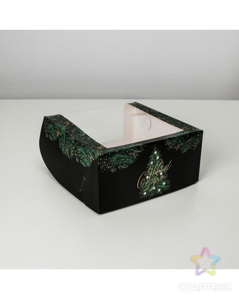 Коробка для торта с окном «Новогодняя» 23 х 23 х 11 см арт. СМЛ-162564-1-СМЛ0007024183 1
