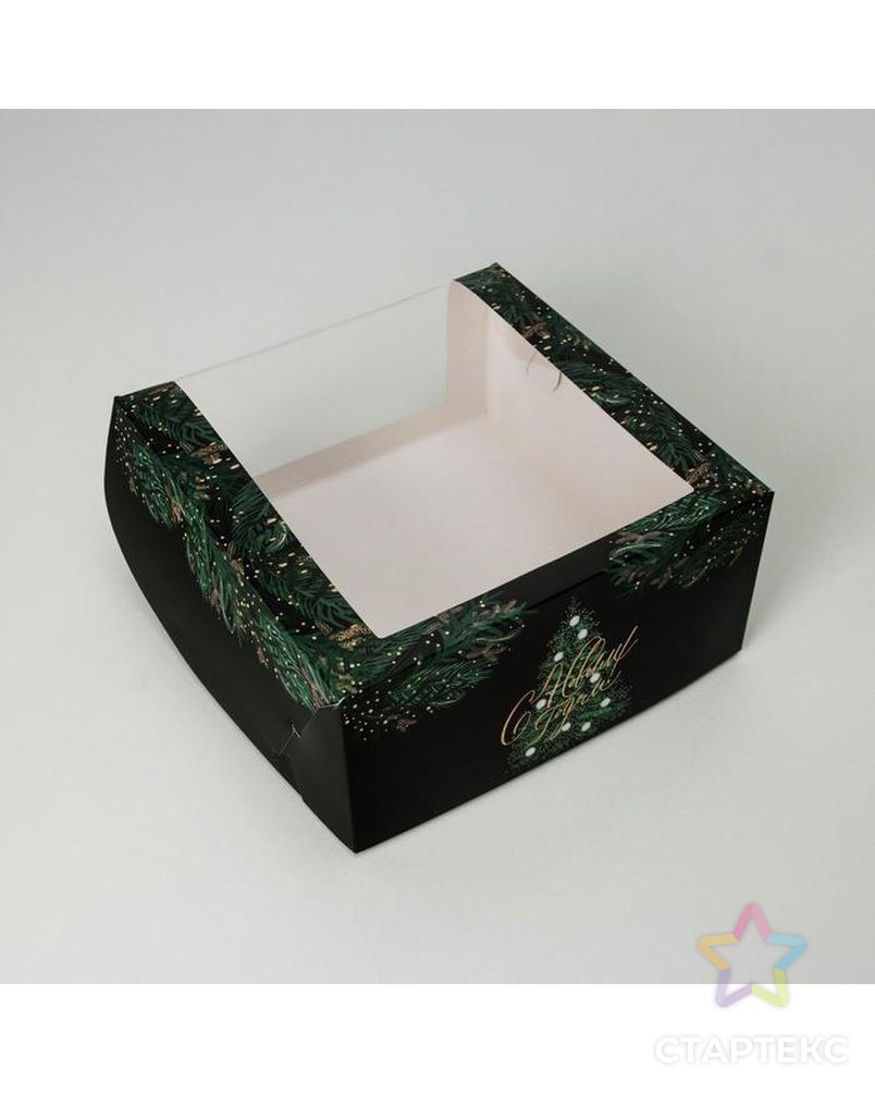 Коробка для торта с окном «Новогодняя» 23 х 23 х 11 см арт. СМЛ-162564-1-СМЛ0007024183 2