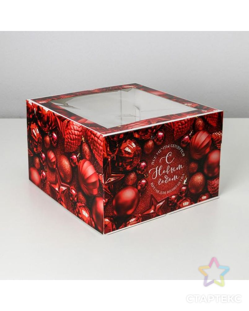 Коробка для торта «Елочные игрушки», 30 х 30 х 19 см арт. СМЛ-162566-1-СМЛ0007024191 1