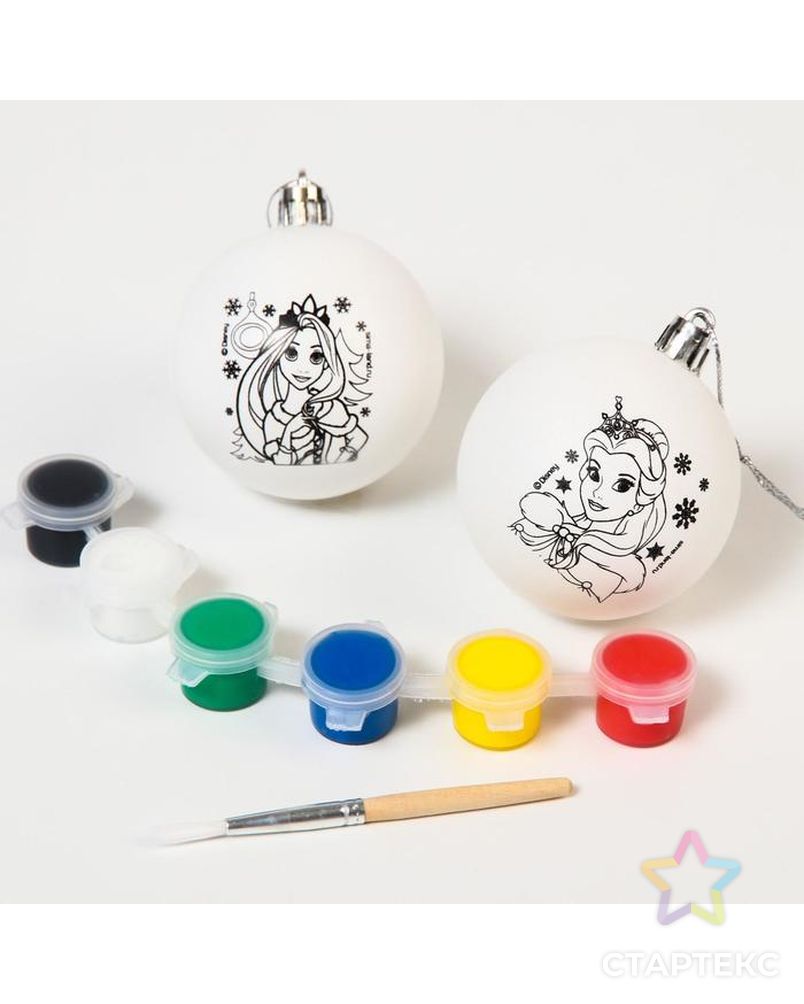 Набор для творчества "Новогодний шар" Принцессы + краски, набор 2 шт арт. СМЛ-186870-1-СМЛ0007024637 2