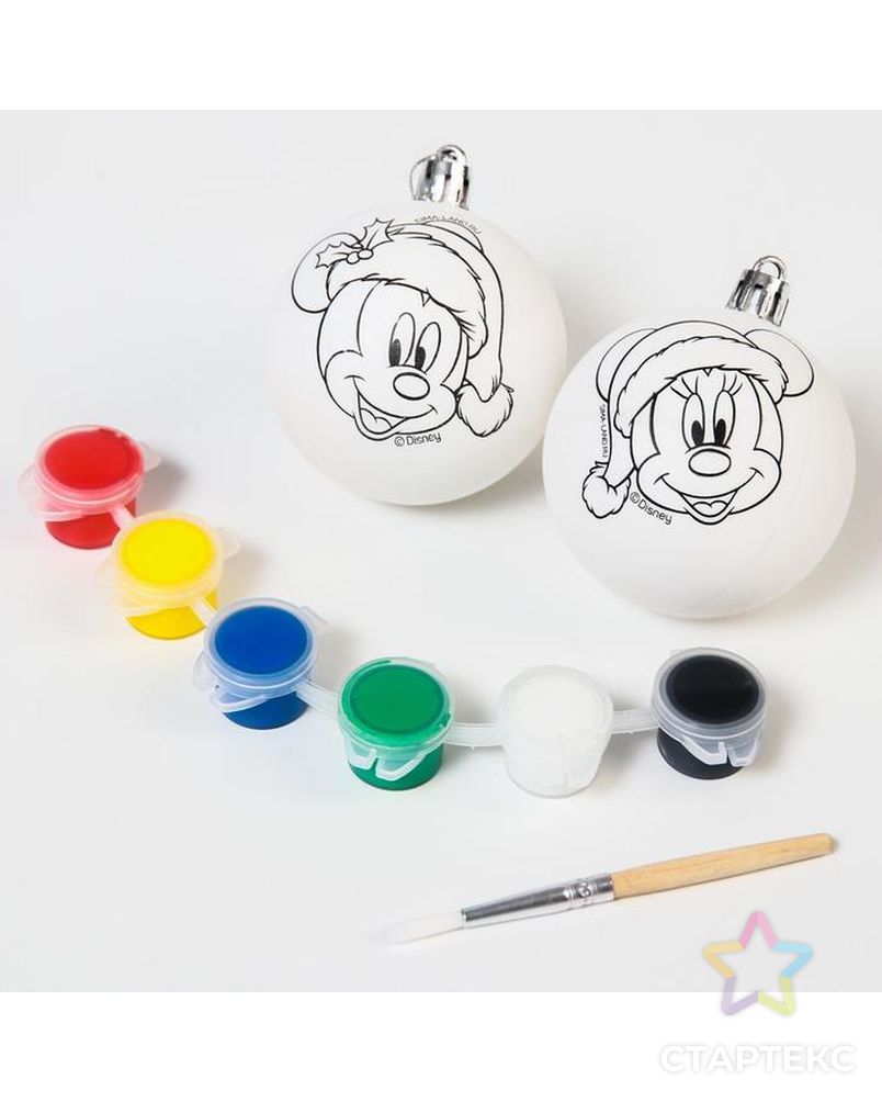 Набор для творчества "Новогодний шар" Микки Маус + краски, набор 2 шт арт. СМЛ-186873-1-СМЛ0007024640 2