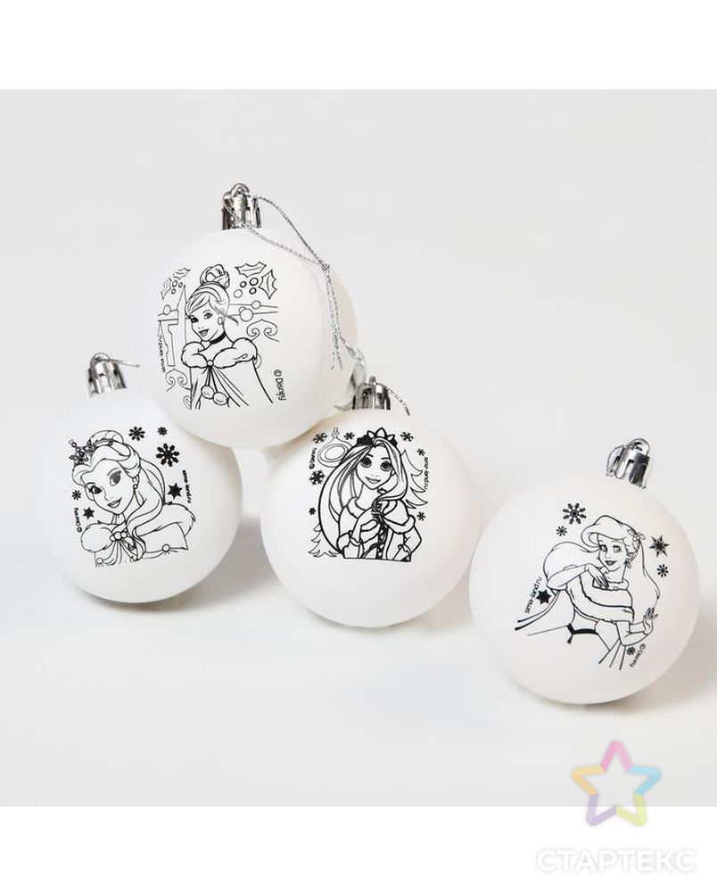 Набор для творчества Новогодние шары Принцессы Disney набор 4 шт, шар 5,5 см арт. СМЛ-186874-1-СМЛ0007024643 2