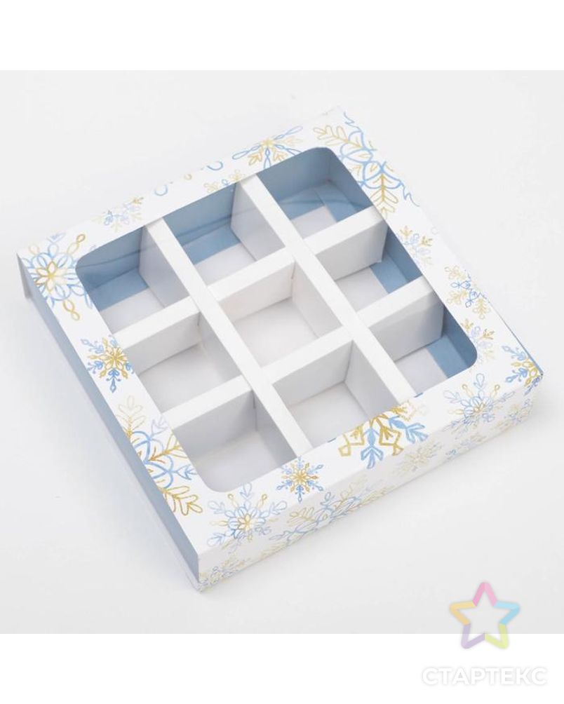 Коробка под 9 конфет с ячейками «Новогодняя» 14,5 х 14,5 х 3,5 см арт. СМЛ-166568-1-СМЛ0007029263 2