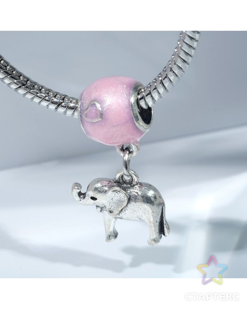 Талисман "Слоник на шаре", цвет розовый в серебре арт. СМЛ-197594-1-СМЛ0007039849 1