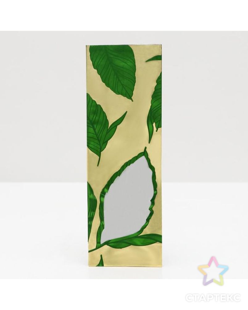 Пакет бумажный фасовочный, 4-хслойный, золотой «Зелёный лист», окно, 8 х 5 х 24 см арт. СМЛ-164719-1-СМЛ0007040538 2