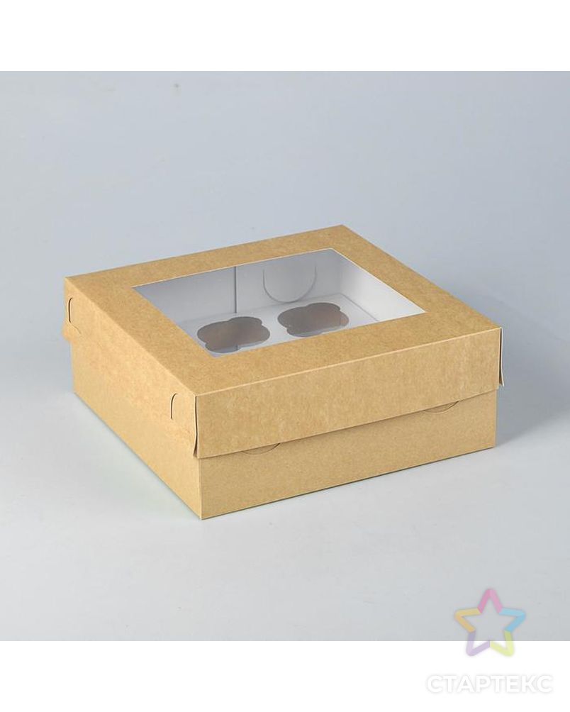 Упаковка для капкейков с окном на 9 шт, 25 х 25 х 10 см, набор 5 шт. арт. СМЛ-157553-1-СМЛ0007041826 1