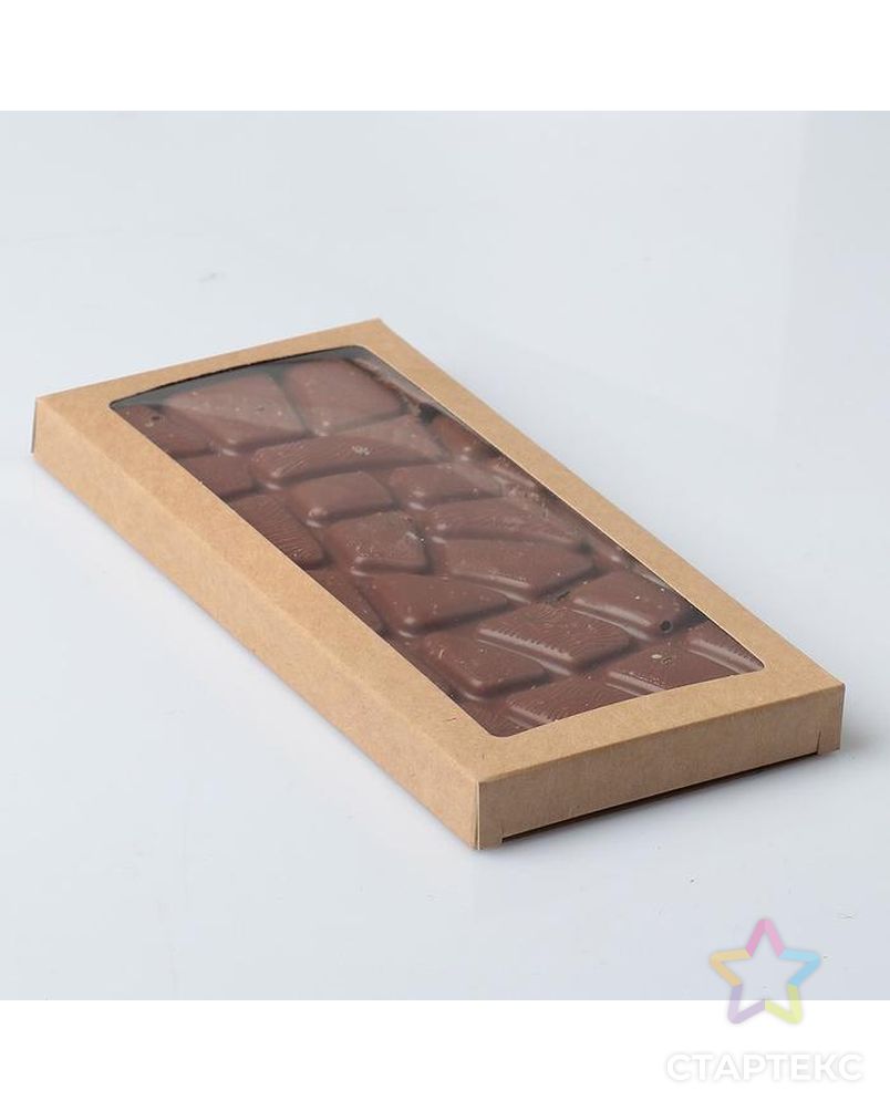 Подарочная коробка под плитку шоколада, крафт с окном, 17,1 х 8 х 1,4 см, набор 5 шт. арт. СМЛ-157555-1-СМЛ0007041830 4