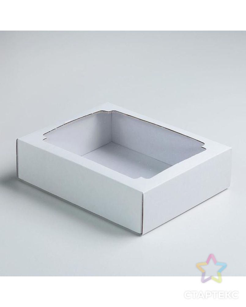 Коробка сборная без печати крышка-дно белая с окном 18 х 15 х 5 см, набор 5 шт. арт. СМЛ-157529-1-СМЛ0007041927 1