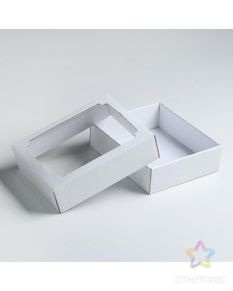 Коробка сборная без печати крышка-дно белая с окном 18 х 15 х 5 см, набор 5 шт. арт. СМЛ-157529-1-СМЛ0007041927 2