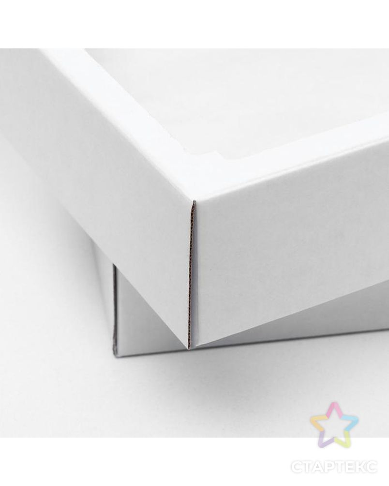 Коробка сборная без печати крышка-дно белая с окном 37 х 32 х 7 см, набор 5 шт. арт. СМЛ-157530-1-СМЛ0007041928 2