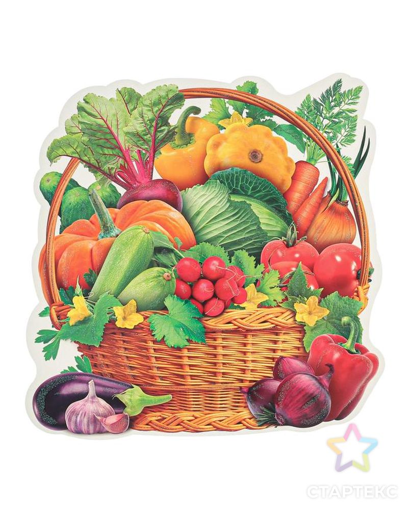Украшения на скотче "Овощи в корзине" глиттер арт. СМЛ-156955-1-СМЛ0007045127 1