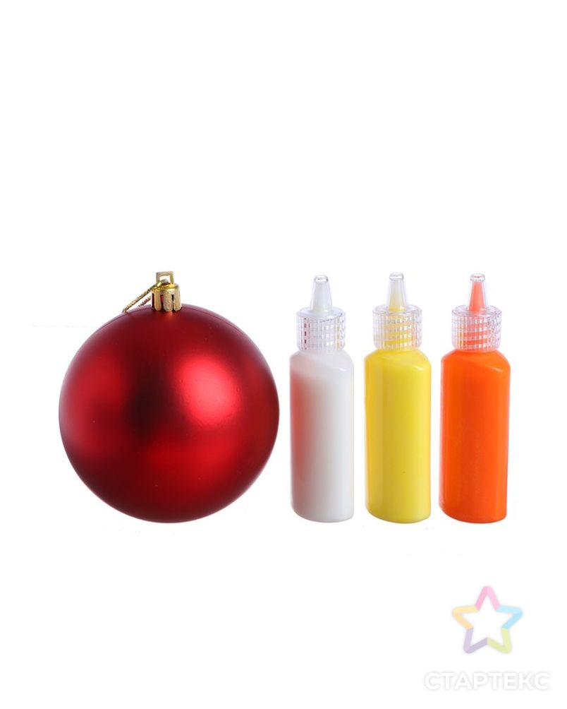 Набор для творчества "Новогодний шар" с витражными красками, красный арт. СМЛ-192028-1-СМЛ0007049843 4