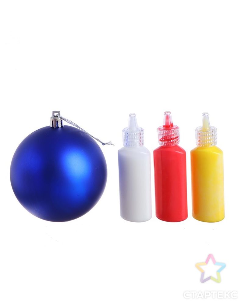 Набор для творчества "Новогодний шар" с витражными красками, синий арт. СМЛ-192029-1-СМЛ0007049844 4