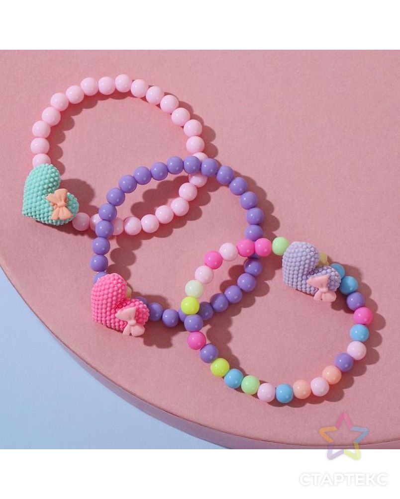 Набор детских браслетов "Выбражулька" сердца, цветные арт. СМЛ-186900-1-СМЛ0007054289 1