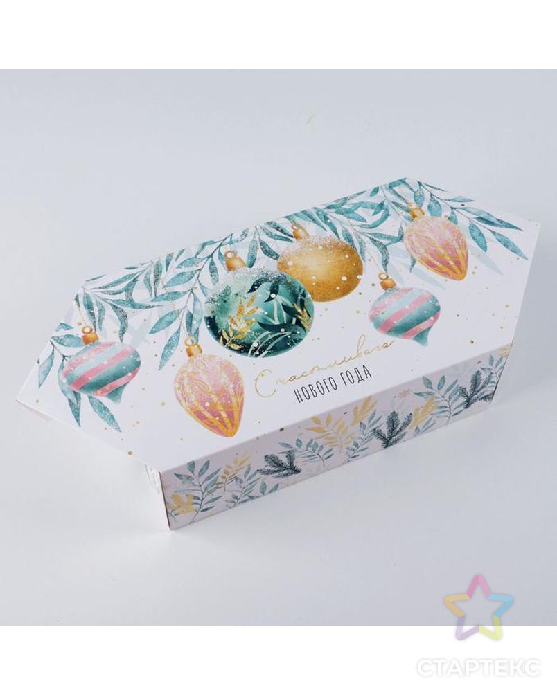 Сборная коробка‒конфета «Акварельный новый год», 18 × 28 × 10 см арт. СМЛ-180097-2-СМЛ0007060238 1