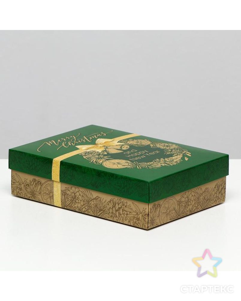 Подарочная коробка "Merry Christmas", зелёная, 21 х 15 х 5,7 см арт. СМЛ-161268-1-СМЛ0007063710 2