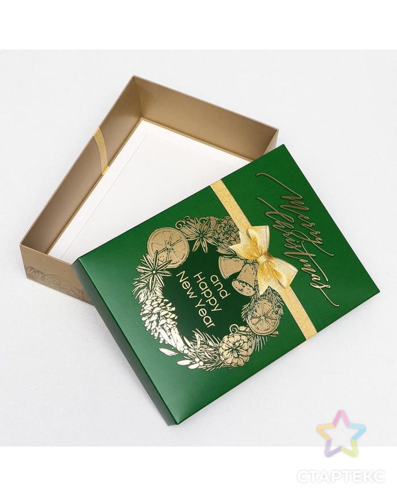 Подарочная коробка "Merry Christmas", зелёная, 21 х 15 х 5,7 см арт. СМЛ-161268-1-СМЛ0007063710 3