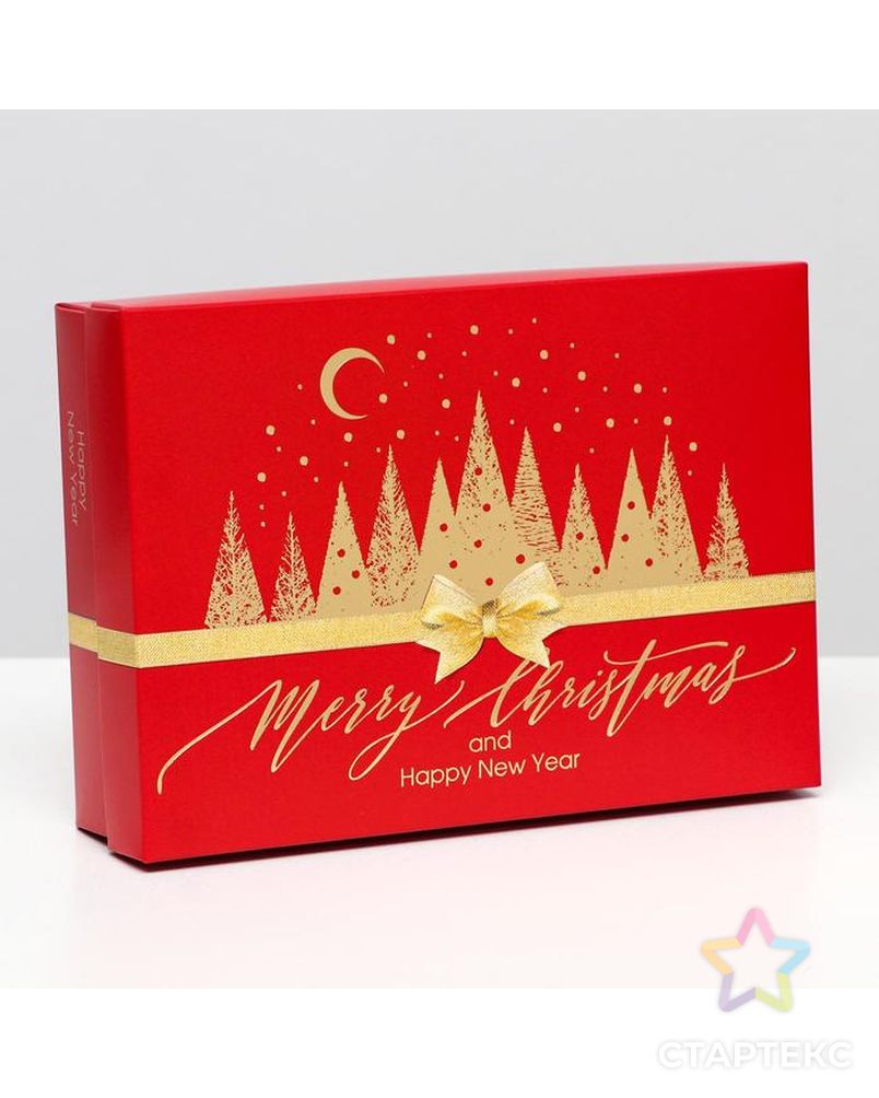 Подарочная коробка "Merry Christmas", красная, 21 х 15 х 5,7 см арт. СМЛ-161269-1-СМЛ0007063711 1