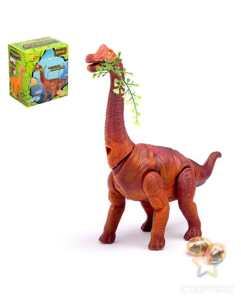 Динозавр «Брахиозавр травоядный», работает от батареек, откладывает яйца, с проектором, цвет коричневый арт. СМЛ-155414-1-СМЛ0007065524 1