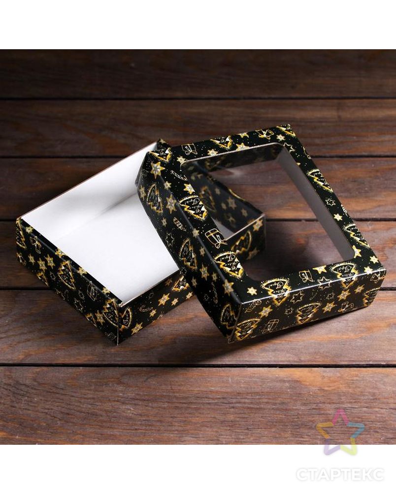 Коробка подарочная, крышка-дно, с окном "Праздничное волшебство", 18 х 15 х 5 см арт. СМЛ-172284-1-СМЛ0007067112 4