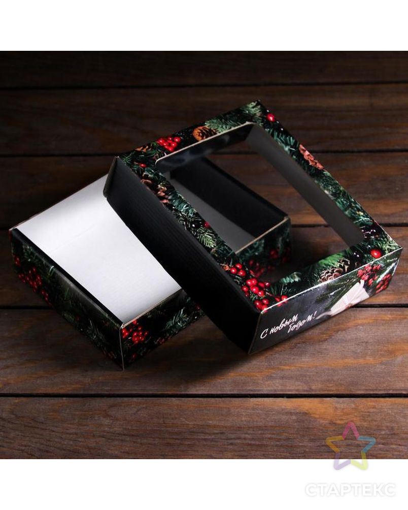 Коробка подарочная, крышка-дно, с окном "Новогодние подарки", 18 х 15 х 5 см арт. СМЛ-172291-1-СМЛ0007067119 4