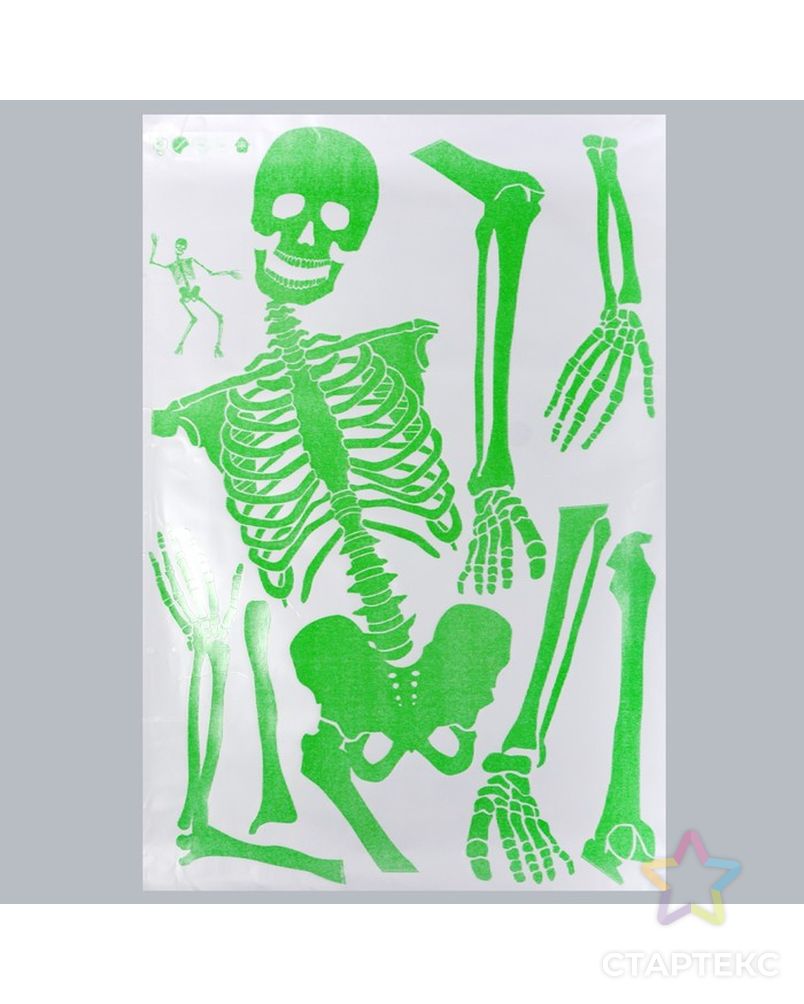 Наклейка пластик интерьерная фосфорная "Танцующий скелет" 60х90 см арт. СМЛ-199635-1-СМЛ0007067307