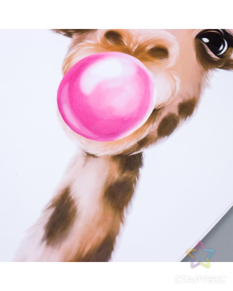Наклейка пластик интерьерная цветная "Жираф и пузырь из резинки" 30х45 см арт. СМЛ-211240-1-СМЛ0007067315 3