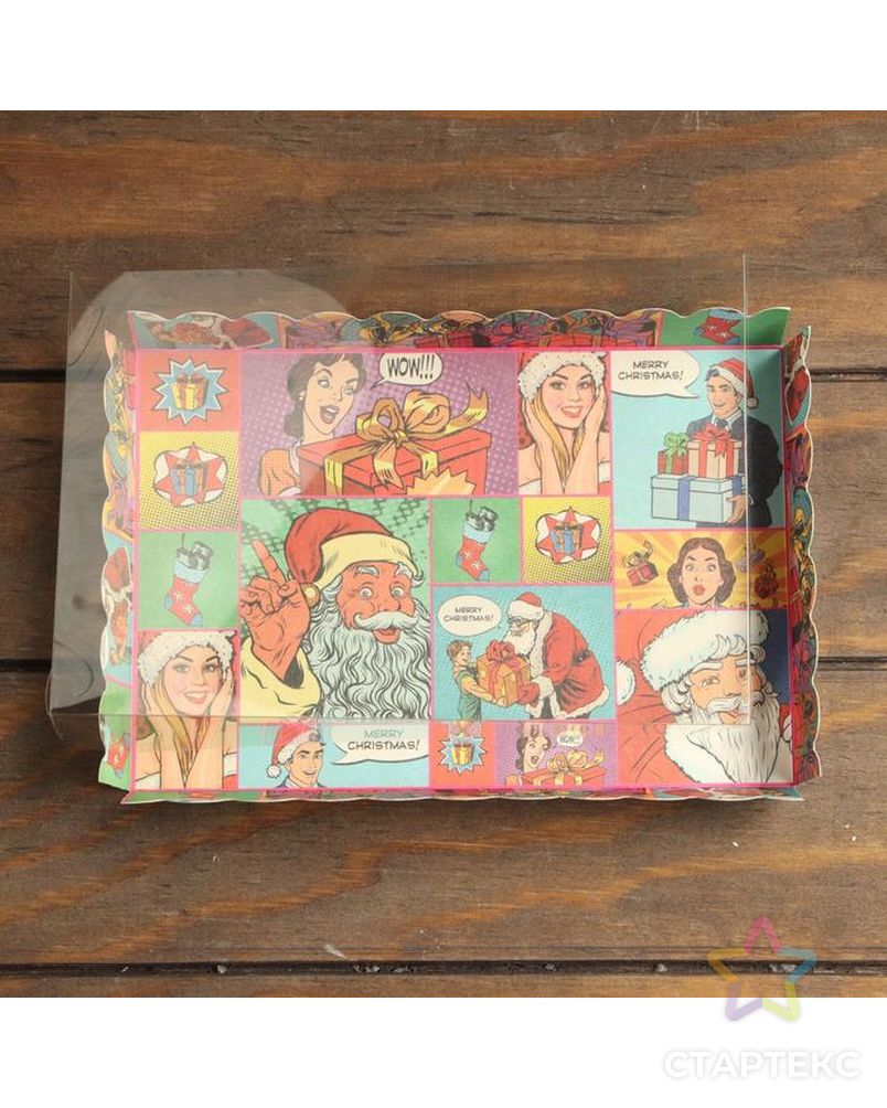 Коробочка для печенья "Pop-art новогодний сюрприз", 22 х 15 х 3 см арт. СМЛ-169276-1-СМЛ0007068188 4