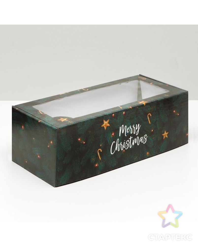 Коробка самосборная, с окном, "Счастливого Рождества", 16 х 35 х 12 см арт. СМЛ-163407-1-СМЛ0007068208 1